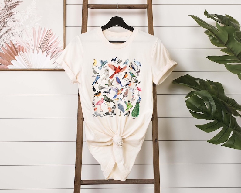 Floral Bird Shirt, Birdwatcher Gift, Cotton Birding Tee - Etsy