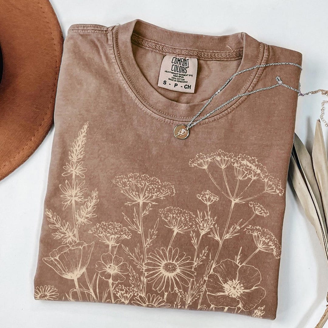 Comfort Colors® Vintage Pressed Flowers Long Sleeve Shirt, Outline ...
