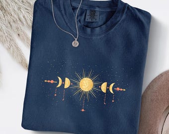 Comfort Colors® Moon and Sun Shirt, Vintage Astrology Celestial Shirt, Mystic Shirt for Women, Cosmic Boho Moon T-shirt, Spiritual Retro Tee