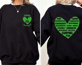 Custom Scout Sweatshirt with Names, Personalized Troop Hoodie, Girls Scout Leader Sweatshirt, Camping Sweatshirt, Camp Gift
