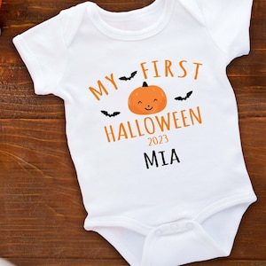 My First Halloween Shirt, Personalized Baby&#39;s First Halloween, 1st Halloween Baby Bodysuit, Newborn Baby Gift, Baby Shower Gift