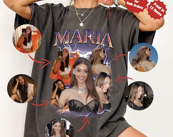 Comfort Colors® Custom Girlfriend Bootleg Shirt, Personalized Photo Vintage Graphic 90s T-shirt, Custom Photo Shirt