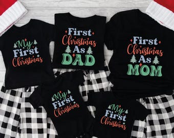 First Christmas Family Shirts, Matching Mom Dad Baby Bodysuit, Xmas Holiday Shirts, Family Matching Christmas Outfit Gift