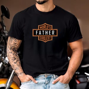 World&#39;s Father Coolest Shirt for Dad, Personalized Motorcycle Shirt for Papa, Custom Dad Shirt, Biker Shirt for Husband, Cool Dad Rider Gift