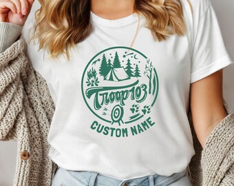 Custom Troop Camping Shirt, Personalized Scout Troop Shirt, Camping Shirt, Troop Shirt, Camping Gifts, Camping Life Tee, Troop Number,