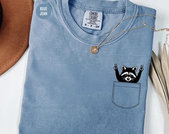 Comfort Colors® Pocket Raccoon Shirt, Vintage Raccoon Lovers Tee, Funny Protest Shirt, Cute Concert T-Shirt, Retro Raccoon Gift