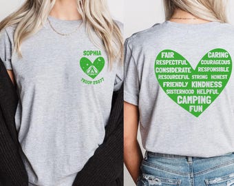 Custom Scout Shirt with Names, Custom Troop Shirt, Personalized Camping Shirt, Girls Scout Leader Shirt Front and Back Camper Shirt Camp Tee