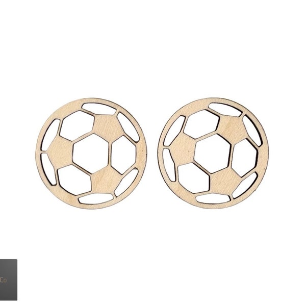 3 pairs of Wooden soccer ball earring blanks, soccer earrings, game day, team spirit, soccer fans