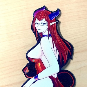 Succubus Monster Girl Waifu - Holographic Vinyl Sticker with 3D Textures //  Mythical Creature series