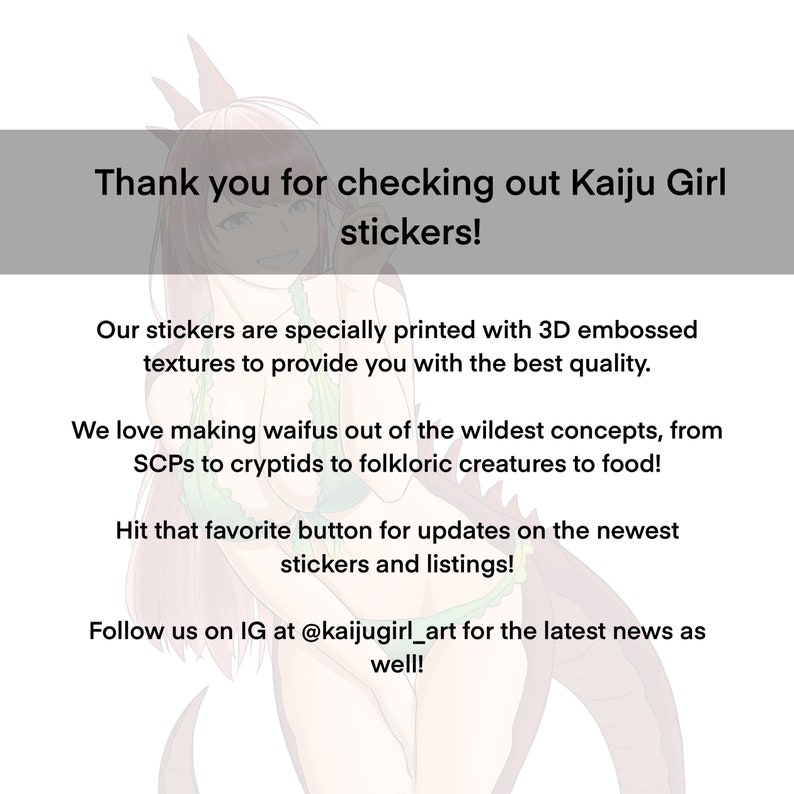 Thank you for checking out Kaiju Girl stickers!