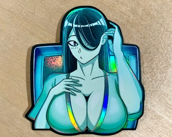 Ring Yokai Peeker - Onryo / Cursed Videotape TV Ghost Waifu -  Holographic Vinyl Sticker with 3D Textures //  Yokai series