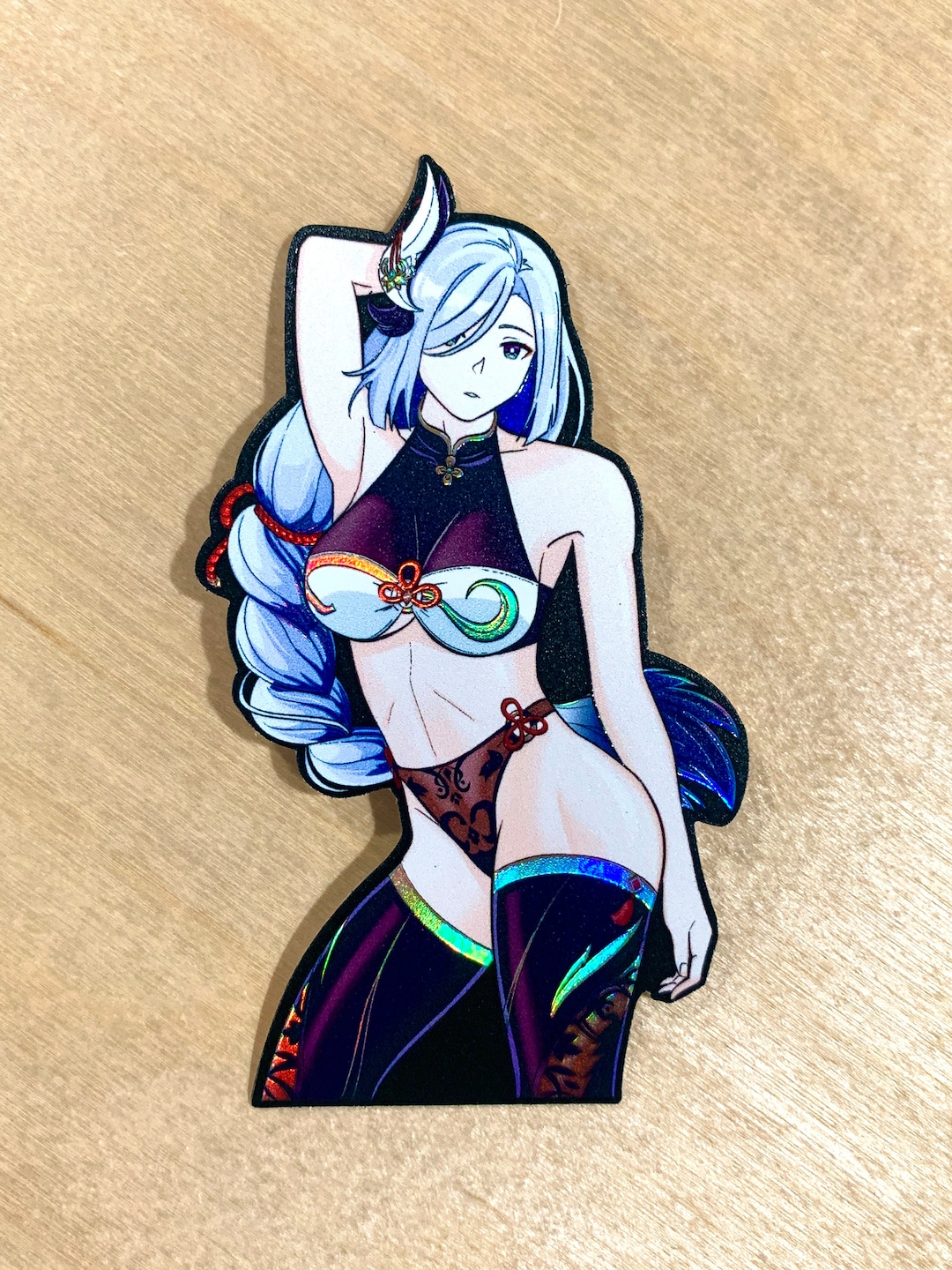 Shenhe Sticker Genshin Impact Fan Art Holographic Vinyl Sticker With 3D ...