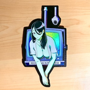 Security TV Ghost Waifu - Holographic Vinyl Sticker with 3D Textures //  Yokai series