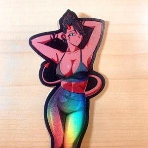 Demon Girl Waifu - Holographic Vinyl Sticker with 3D Textures //  Mythical Creature series