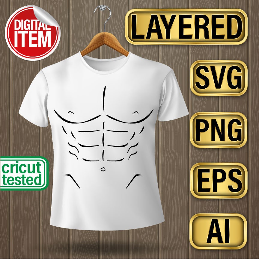 Digital Svg Cricut Cutting File Fake Abs Tshirt (Download Now) 