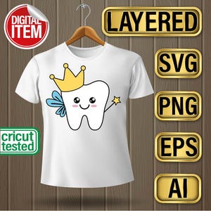 Tooth fairy svg, tooth fairy cut file, files are Cricut, Silhoutte Studio and Adobe Illustrator tested, incl. file types- svg, png, eps, ai