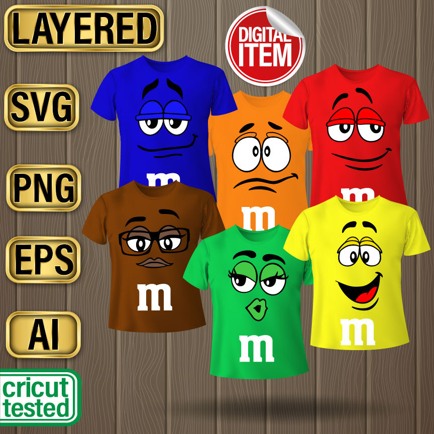 M&M's T-Shirt Enfant Avec Visage Personnage Bonbons Chocolat - Haut Coton Officiel