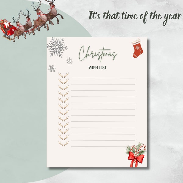 Christmas Wish List Christmas Printable Christmas Letter to Santa Wish List Kids Christmas List Dear Santa Letter Printable Holiday Wishlist