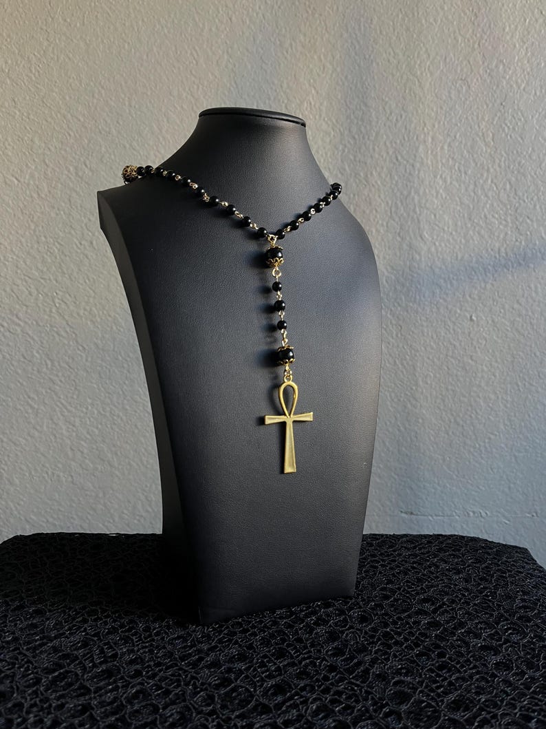 Ankh Gothic Rosary Inspired Necklace || 24 inch necklace, READ DESCRIPTION image 3