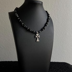 Esme Necklace ||| Beaded Wire Necklace with Cross Pendant