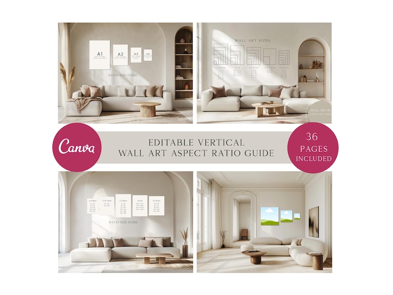 Editable Wall Art Size Guide Canva Mockup Templates Digital Print Size ...