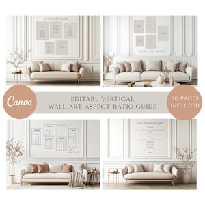 Editable Wall Art Size Guide Canva Mockup Templates Digital Print Size Guide Wall Art Ratio Guide Art Size Guide Neutral Minimalistic