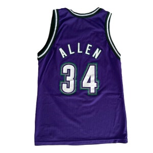 Vintage Champion Ray Allen #34 Milwaukee Bucks Jersey XXL 52 Purple Green NBA