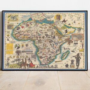 Historical Illustrated Map of Africa Print, Historicial Map, Vintage Map, Old Map, Poster Print, Map Poster