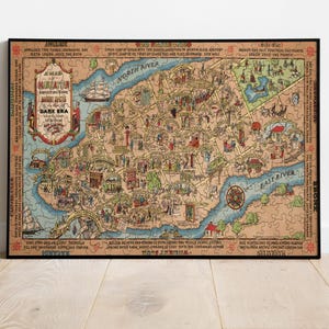 Manhattan Map Print, Illustrated Map, Pictorial Map, Poster Print, Map Poster