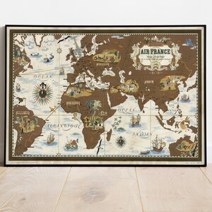 Air France, Nova e Vetera nos antigos novos caminhos, mapa impresso, mapa histórico, mapa vintage, mapa antigo, impressão de pôster, pôster de mapa