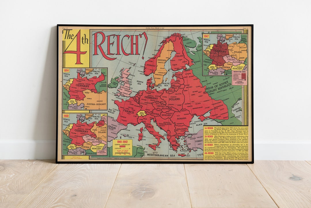 The 4th Reich Map Print Illustrated Map Old World Map - Etsy