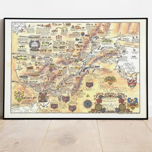 La partie sud de la province de Québec Carte imprimée, carte illustrée, carte du vieux monde, carte picturale, impression d’affiche, affiche de carte