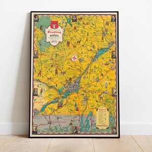 Urlaubs Karte der Regionen von Montreal Print, Illustrierte Karte, Bildliche Karte, Poster Druck, Karte Poster