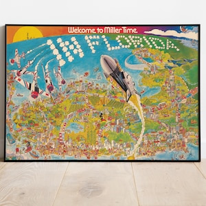 Welkom bij Miller Time In Florida kaart afdrukken, historische kaart, vintage kaart, oude kaart, poster afdrukken, kaartposter