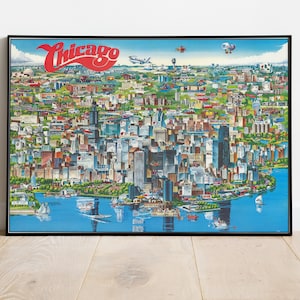 Chicago  City Character Print, Illustrated Map, Pictorial Map, Poster Print, Map Poster