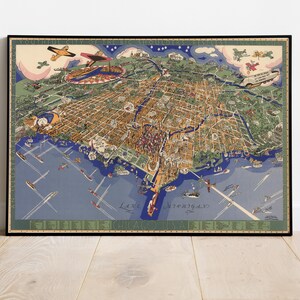 Impression de carte illustrée de Chicago, carte illustrée, carte illustrée, impression d'affiche, affiche de carte