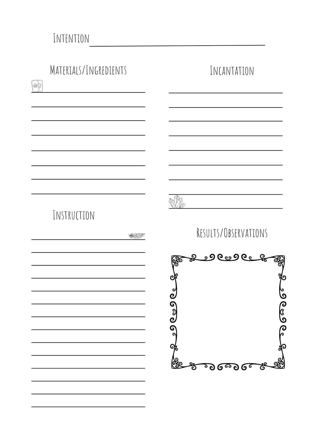 Spell Book Insert PDF Printable Etsy