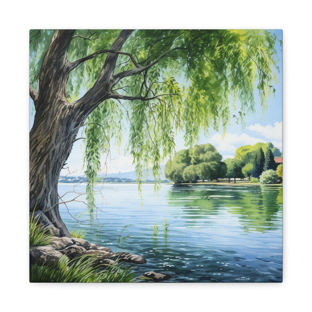 Weeping Willow on the Lake | Canvas Print - Etsy