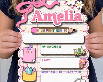 Custom First & Last Day of School Board, Pink Bow School Sign, Back To School Board, 1st Day of School Sign