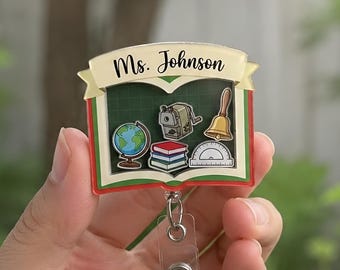 Porta badge personalizzato per insegnanti, regalo di ritorno a scuola per insegnanti, porta badge per la classe, porta badge con nome dell'insegnante