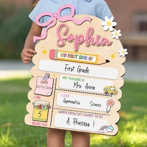 Personalized First & Last Day School Sign, Back to School Sign, Kindergarten 1st Day of School Sign