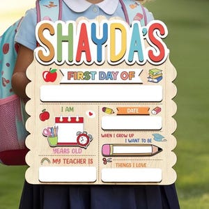 Letrero personalizado para el primer día de clases, accesorio fotográfico reutilizable para el regreso a clases, letrero para el primer día de clases, tablero de madera para hitos.