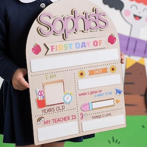 Personalized First and Last Day of School Sign, Back to School Sign, Preschool 1st Day of School Board, School Board