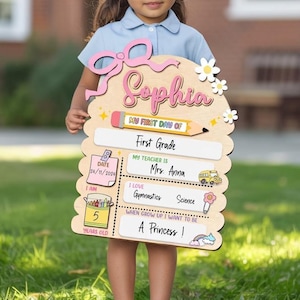 Gepersonaliseerd bord eerste en laatste dag school, bord 'Terug naar school', bord kleuterschool 1e schooldag