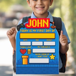 Personalized Back to School Sign, First Day of School Sign, Kindergarten First Day of School Sign, First Day School Wooden School Board