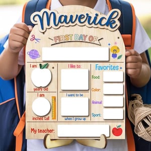 Tableau scolaire personnalisé pour la rentrée scolaire, Tableau scolaire réutilisable pour la rentrée scolaire, Tableau scolaire souvenir