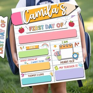 Personalized First and Last Day of School Board, Back to School Board, First Day of School Board, Kindergarten Board