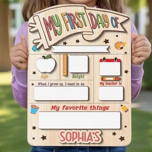 Personalized My First Day Of Sign, Back to School Sign, Kindergarten 1st Day of School Sign, First Day School Sign, Wooden School Board