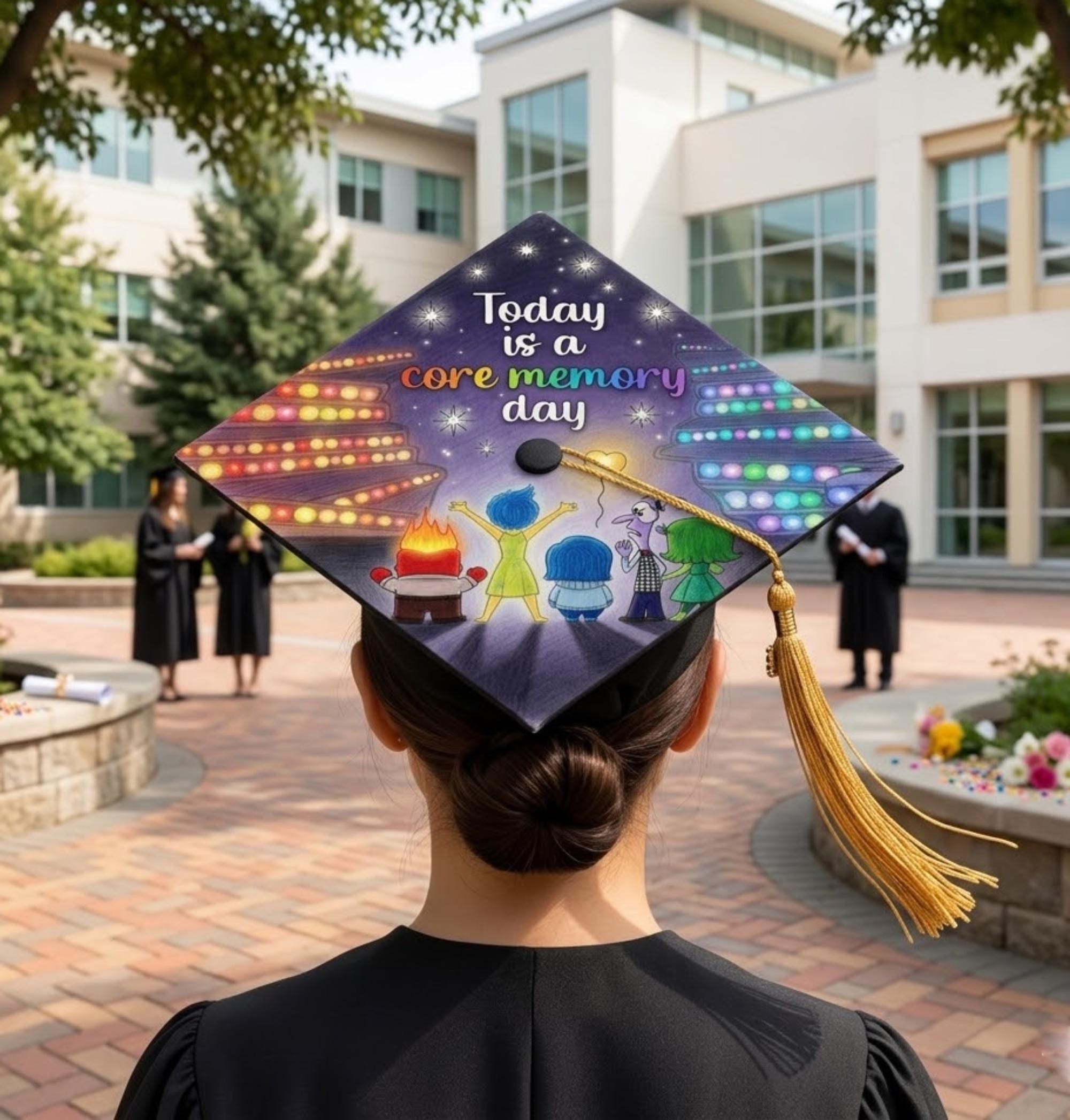 Inside Graduation Cap Inside Out Graduation Cap Topper, Today is a Core Memory Day Grad Decal ...