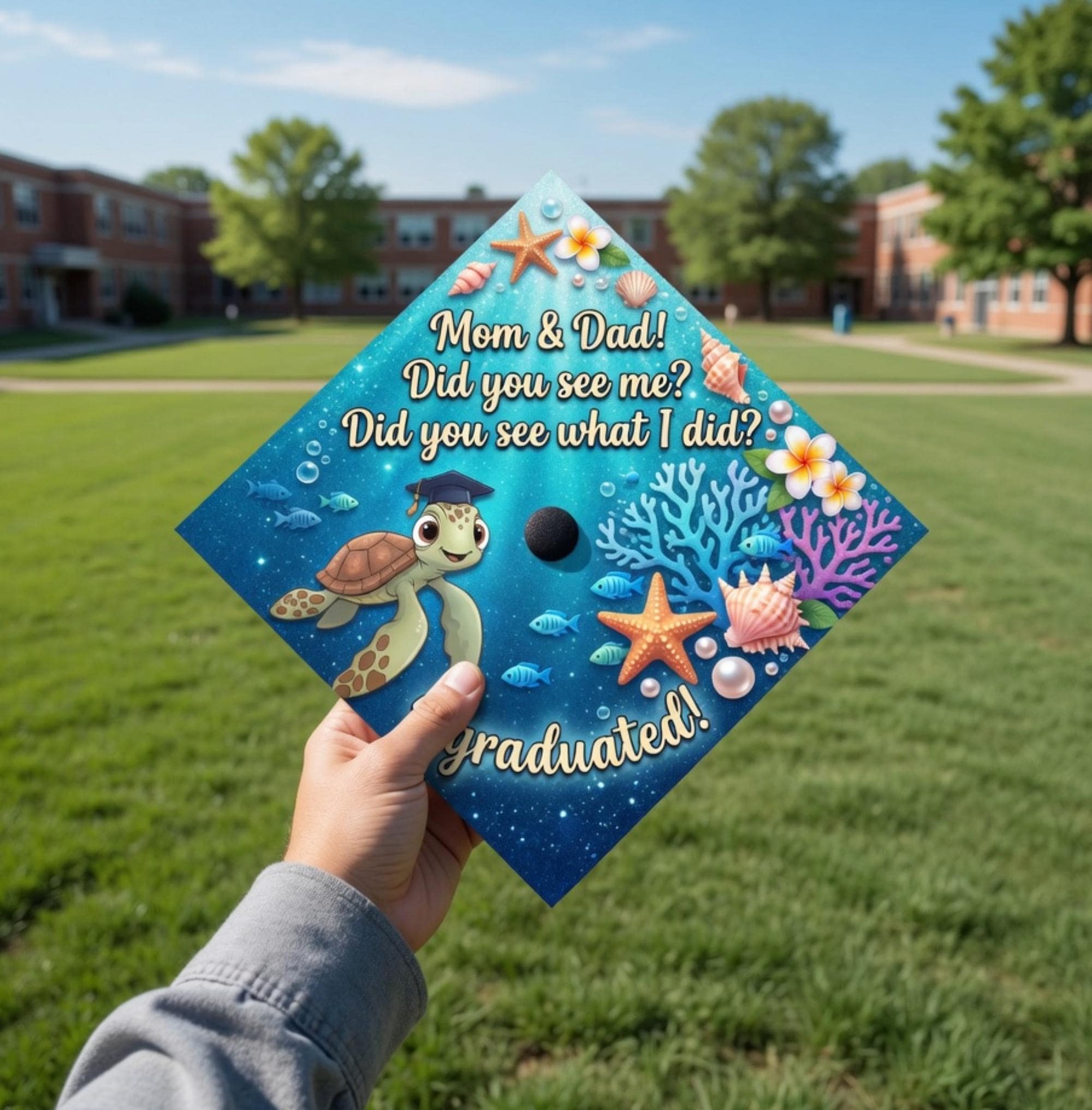 Grad Turtle Finding Nemo Graduation Cap Topper, Disney Sea Turtle Grad Cap, Disney ...